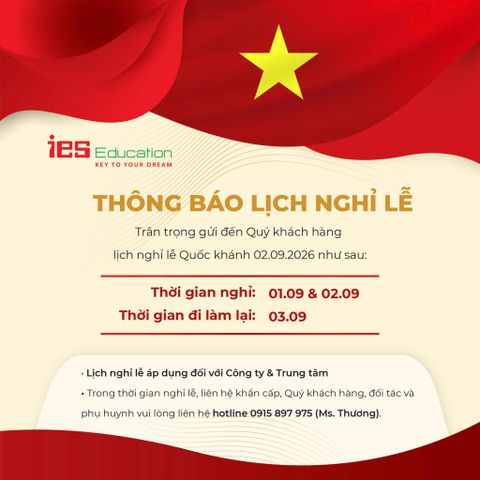THÔNG BÁO LỊCH NGHỈ LỄ QUỐC KHÁNH 02/09