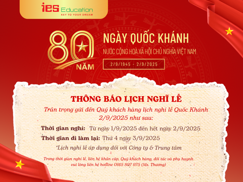 THÔNG BÁO NGHỈ LỄ QUỐC KHÁNH 2/9