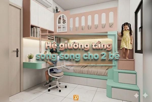 Giường tầng song song cho 2 bé