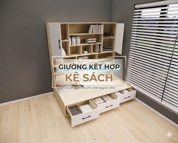 Giường kết hợp kệ sách