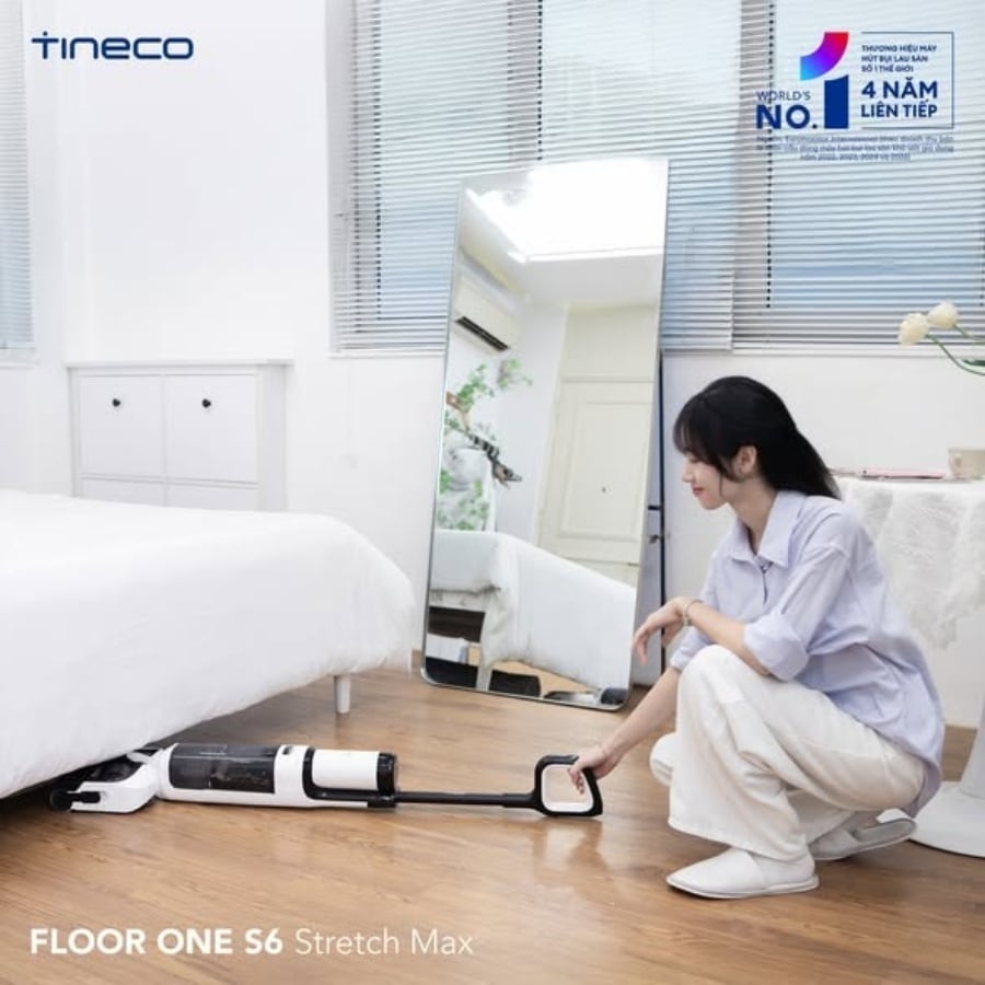 Máy Hút Bụi Lau Nhà Tineco S6 Stretch Max Nằm Phẳng 180° vệ sinh gầm thấp dễ dàng