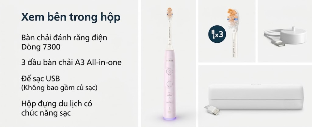 Bàn chải đánh răng điện Philips Sonicare 7300 Công nghệ Sonicare thế hệ mới làm sạch mạnh mẽ nhưng vẫn dịu nhẹ với nướu.