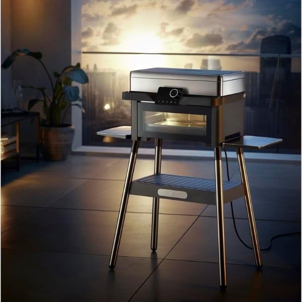 Bếp nướng điện ngoài trời WMF Profi&nbsp;Plus 2in1 0415440011 Sử dụng linh hoạt như bếp nướng mở 180° hoặc đóng nắp như lò kẹp sandwich/panini grill.