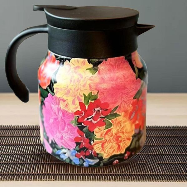 Bình giữ nhiệt kèm lõi lọc trà inox 316 800ml hoa mẫu đơn Lý tưởng cho những khoảnh khắc trà tuyệt vời