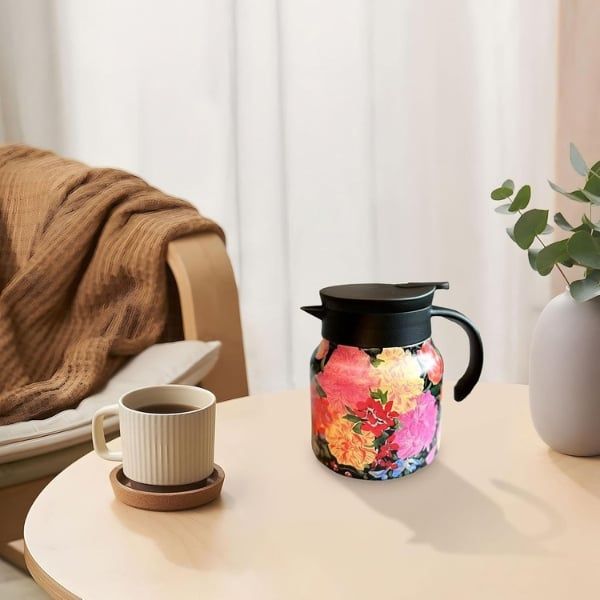 Bình giữ nhiệt kèm lõi lọc trà inox 316 800ml hoa mẫu đơn Tay nghề xuất sắc – Rót trà tiện lợi, không lo nhỏ giọt