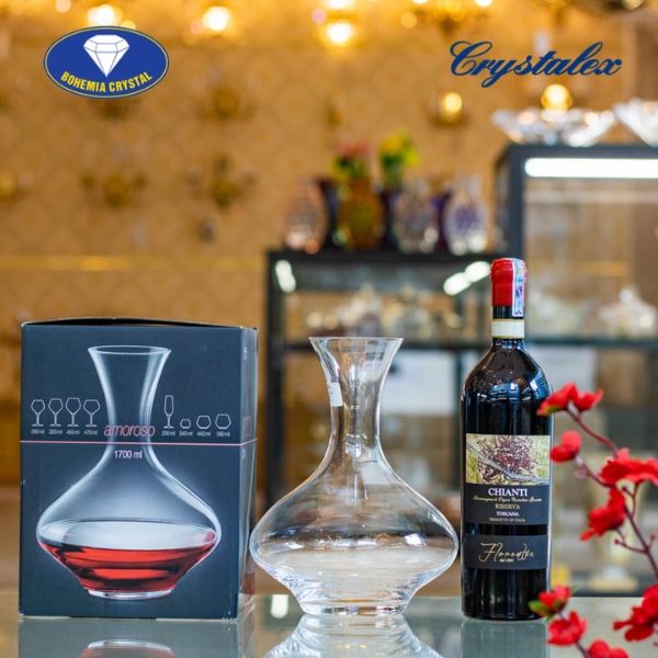 Bình thở rượu vang pha lê Bohemia 1700ml 31B08 Bình decanter được làm bằng thủy tinh pha lê (không chì).