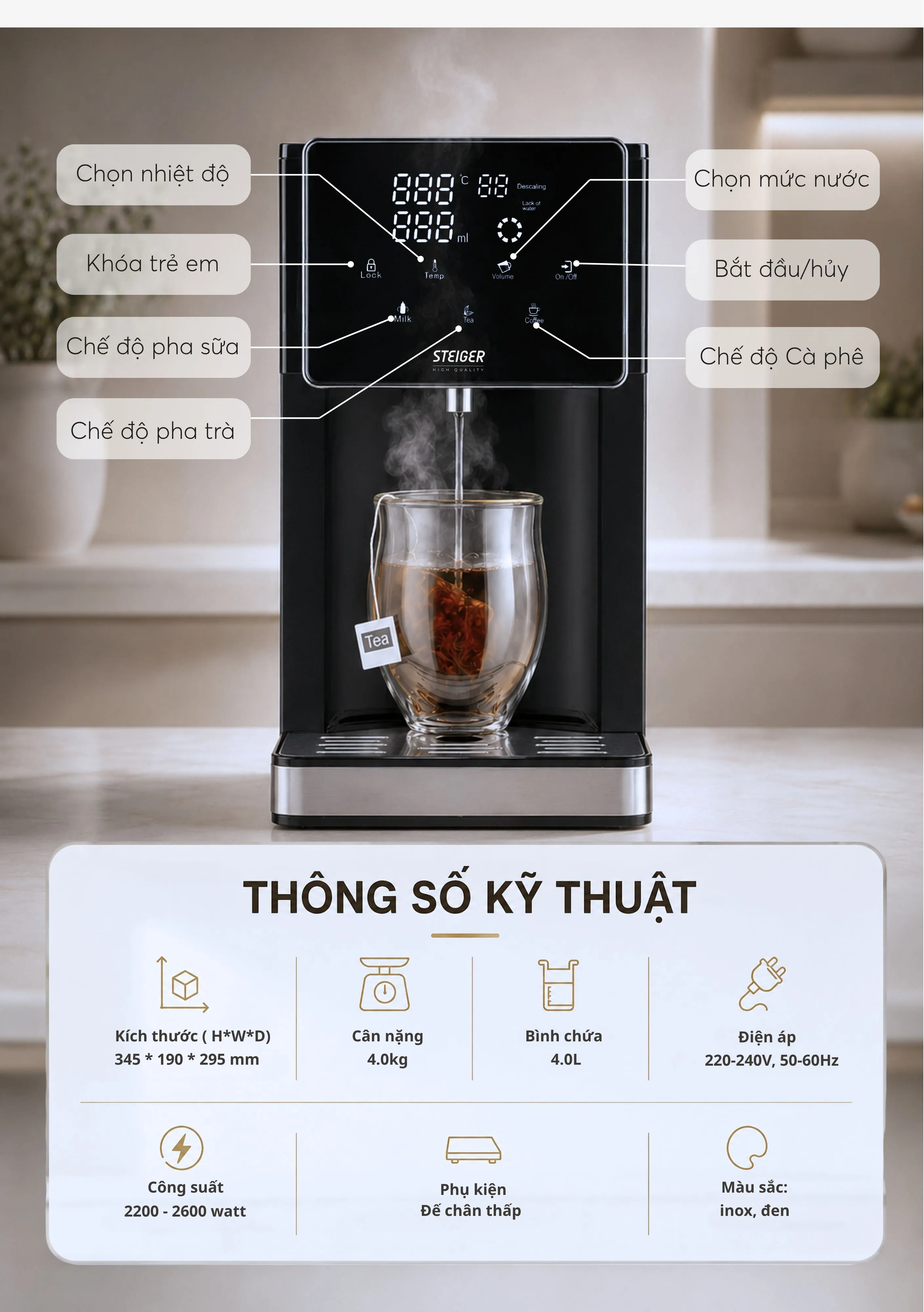 Bình thủy điện Steiger STG400-H