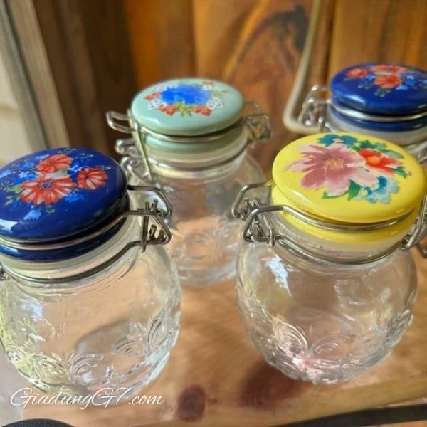 Bộ 3 Hũ Thủy Tinh Nắp Gốm Sứ The Pioneer Woman Dễ Dàng Vệ Sinh