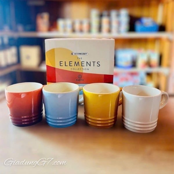 Bộ 4 cốc sứ Le Creuset Elemen 200ml -&nbsp;Cốc cappuccino bằng gốm sứ London, nhiều màu sắc, dung tích 200ml.