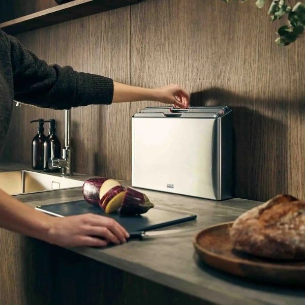 Bộ 4 thớt Joseph Joseph 60170 Folio steel màu inox Vỏ thép không gỉ chống bám vân tay