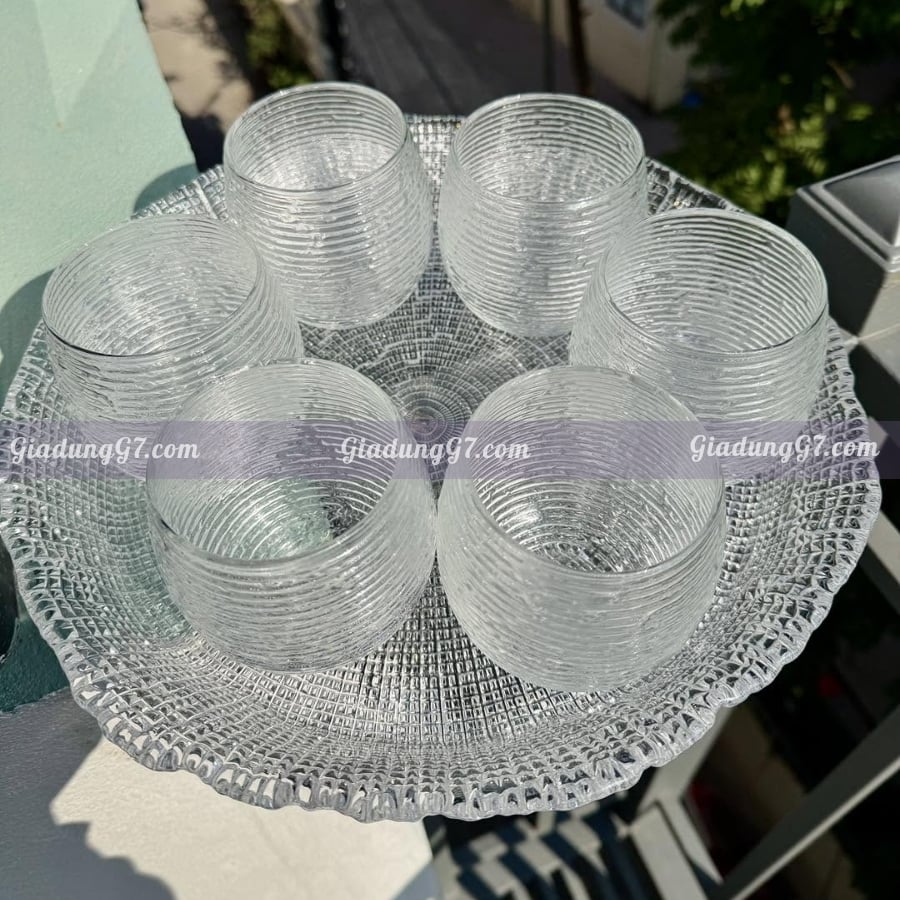 Bộ 6 cốc IVV Clear Multicolors 250ml Được làm thủ công ở Ý từ thủy tinh thổi miệng