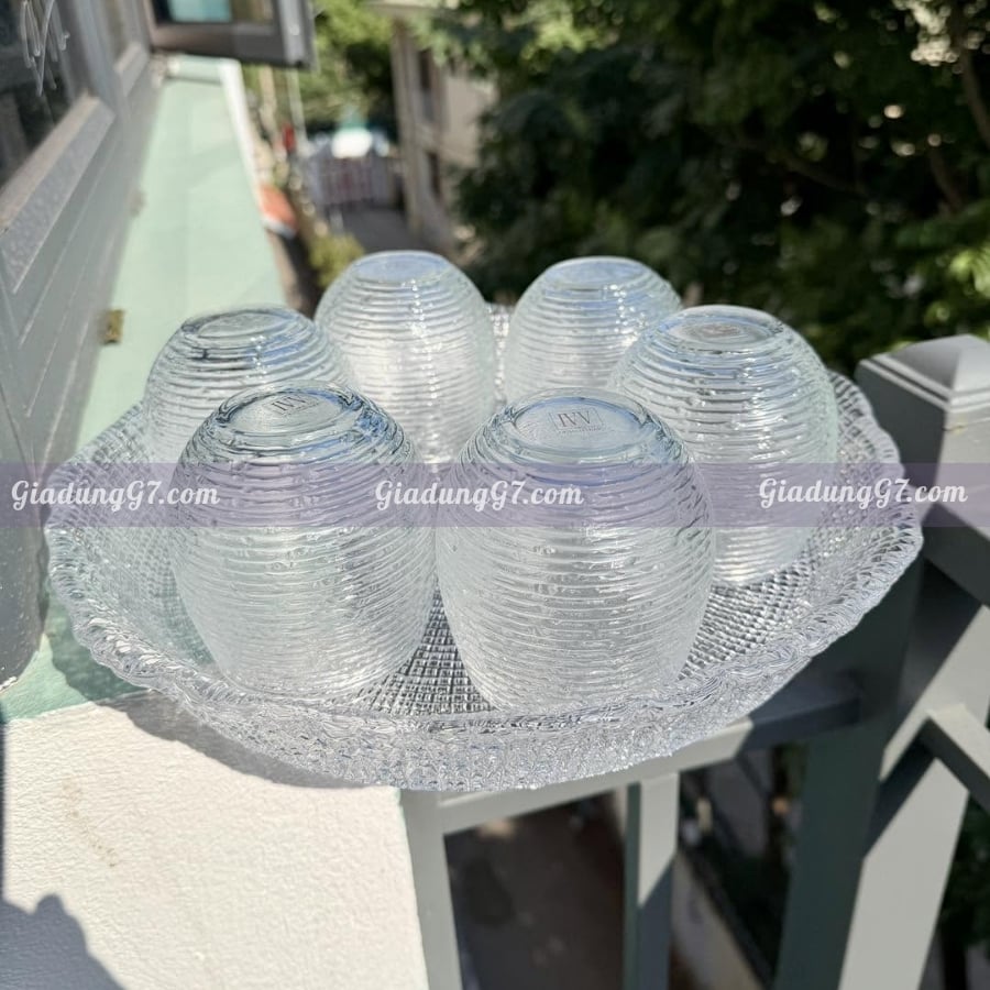 Bộ 6 cốc IVV Clear Multicolors 250ml Được làm thủ công ở Ý từ thủy tinh thổi miệng