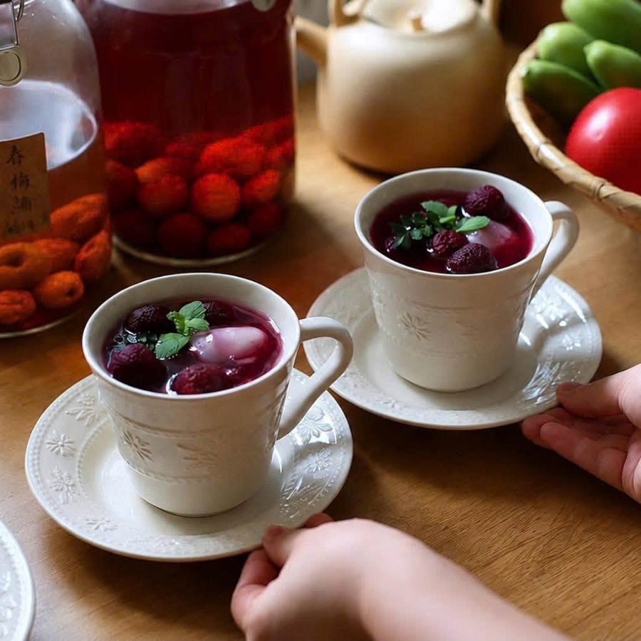 Bộ cốc chén Staub Margaret 4 món hoa Daisy Bộ trà chiều lãng mạn mới ra mắt