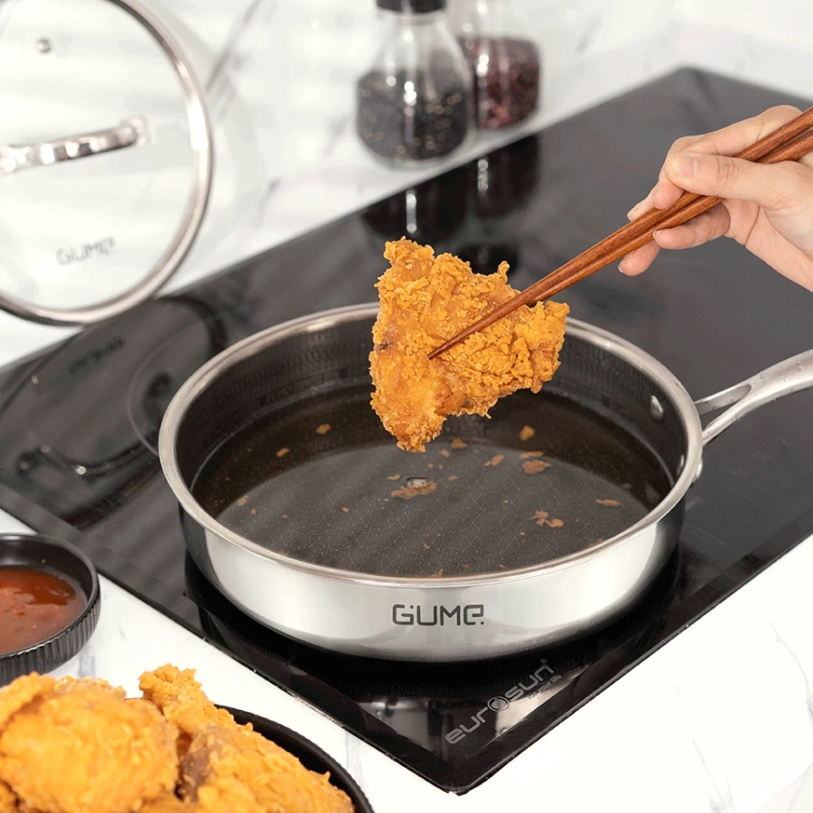 Chảo inox GUME GMPPS-2201 chống dính 3D vật lý chiên rán ít bám dính, an toàn sức khỏe