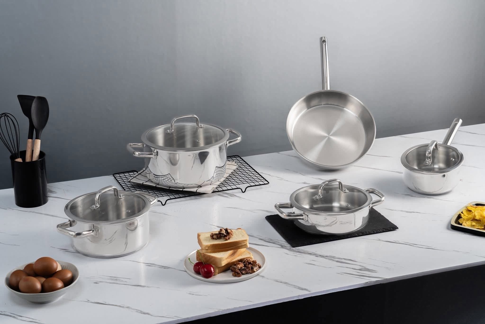 Bộ nồi Michelangelo Cook 4U 5 món thiết kế hiện đại phù hợp mọi loại bếp