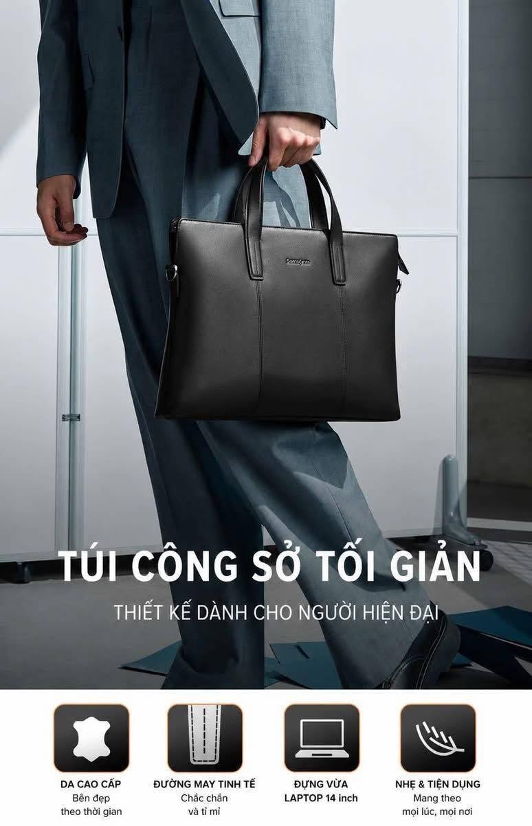 Cặp da thật Samsonite Cater Thương hiệu này nổi tiếng nhờ độ bền cao và kỹ thuật chế tác tinh xảo