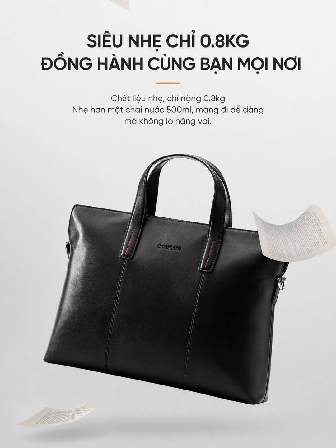 Cặp da thật Samsonite Cater Thương hiệu này nổi tiếng nhờ độ bền cao và kỹ thuật chế tác tinh xảo