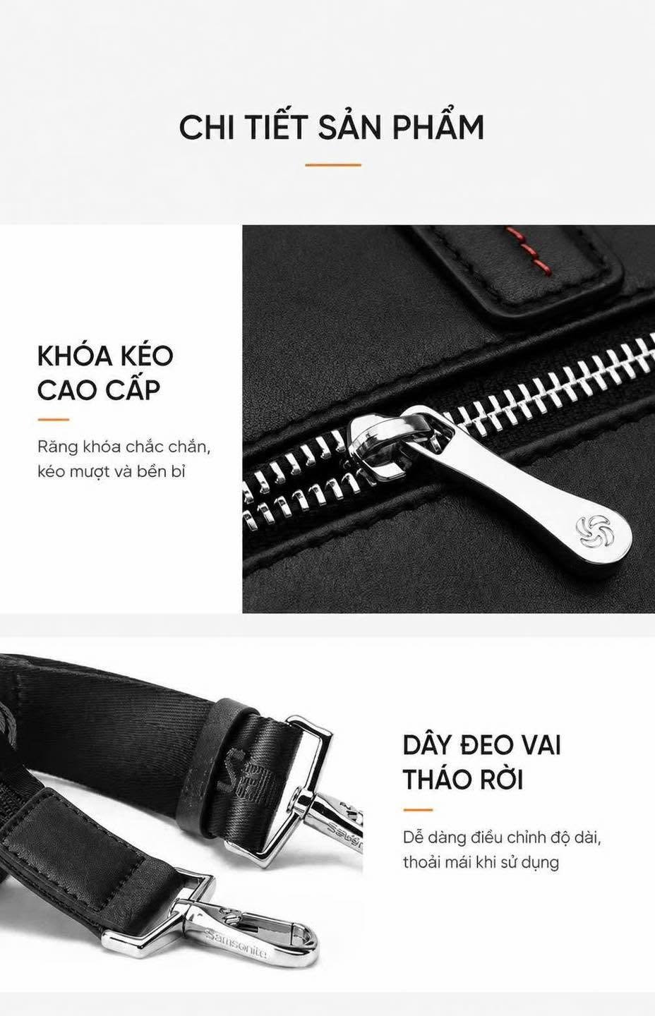 Cặp da thật Samsonite Cater Thương hiệu này nổi tiếng nhờ độ bền cao và kỹ thuật chế tác tinh xảo