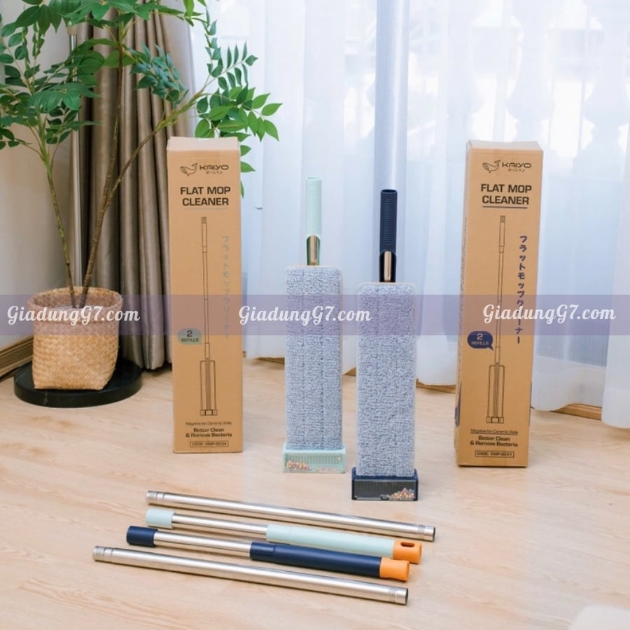 Cây lau nhà tự vắt chữ nhật Kaiyo Lau nhà sạch nhờ cơ chế kiềm nước hiện đại