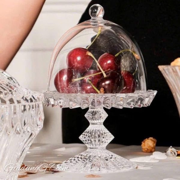 Chân bồng có nắp Rogaska Windsor 12cm Có thể đựng mứt, bánh kẹo, hạt dưa...ngày Tết