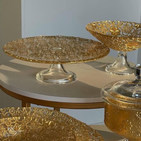 Chân bồng IVV Arabesque Gold Leaf 26cm -&nbsp;Đế đựng kẹo lá vàng