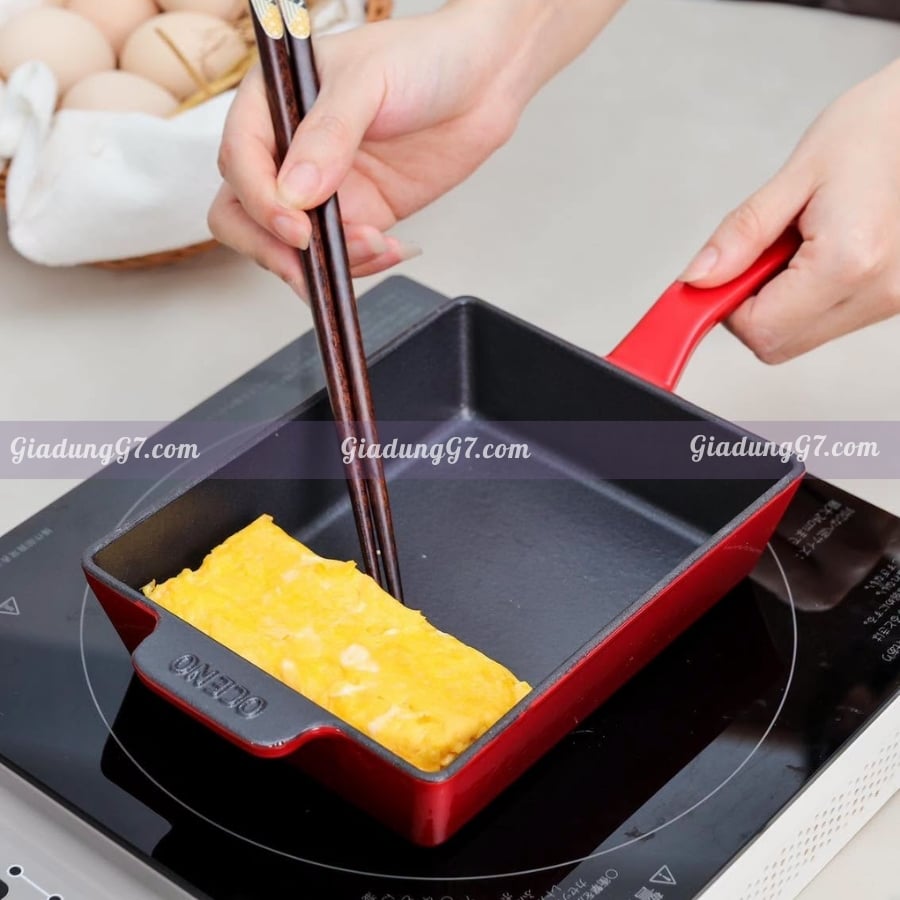 chảo gang Oceno hình chữ nhật 14x18cm dùng cho mọi loại bếp và lò nướng