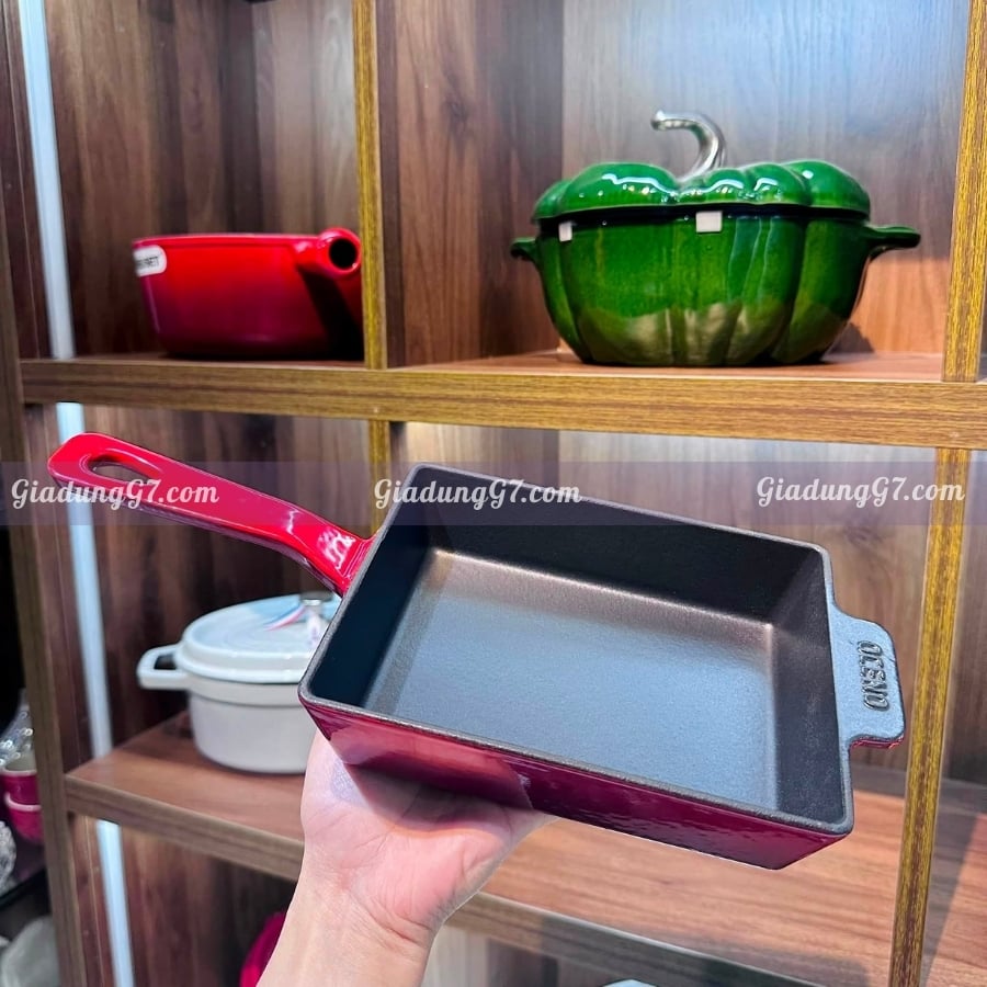 chảo gang Oceno hình chữ nhật 14x18cm An toàn tuyệt đối cho sức khỏe, không chứa chất độc hại
