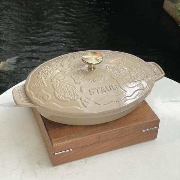 Chảo gang oval Staub Ocean 23cm 1 lít Vật liệu chất lượng cao