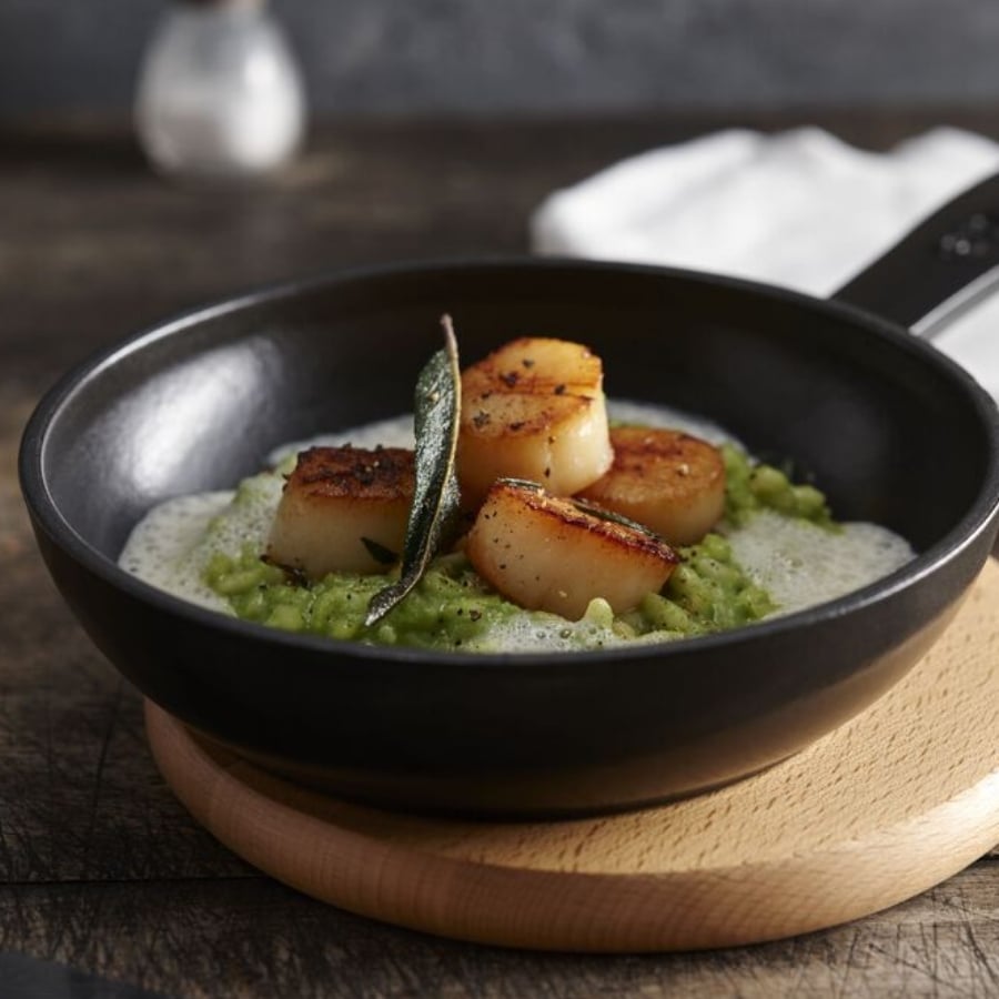 Chảo gang Staub 16cm Kích thước nhỏ gọn nhưng đa năng, thích hợp để rang gia vị, chiên trứng, nướng và phục vụ các phần ăn riêng lẻ.