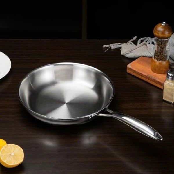 Chảo inox cán dài Oyatton 16cm/ 20cm -&nbsp;Chảo cạn&nbsp;inox 304 đúc nguyên khối chảo xào rán phù hợp với mọi loại bếp