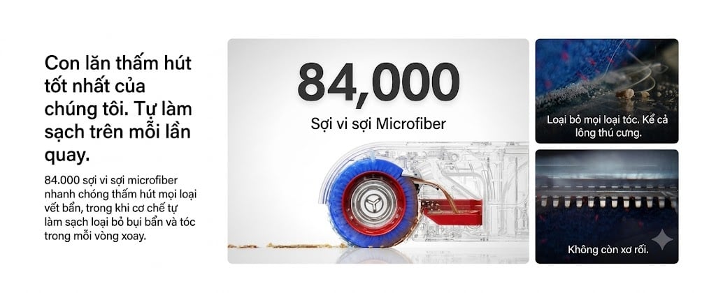 Máy lau nhà Dyson Clean + Wash hygene Làm sạch ướt hiệu quả, khô nhanh và không để lại vệt nước