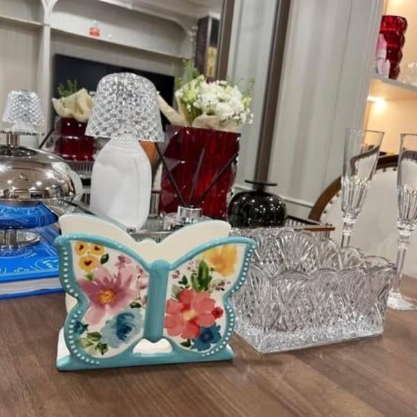 Giá đựng khăn ăn hình bướm The Pioneer Woman Lớp men màu trên đồ gốm sứ