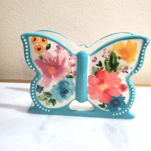 Giá đựng khăn ăn hình bướm The Pioneer Woman Lớp men màu trên đồ gốm sứ
