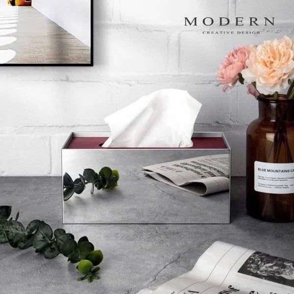 Hộp giấy ăn Modern inox gỗ 22x11cm