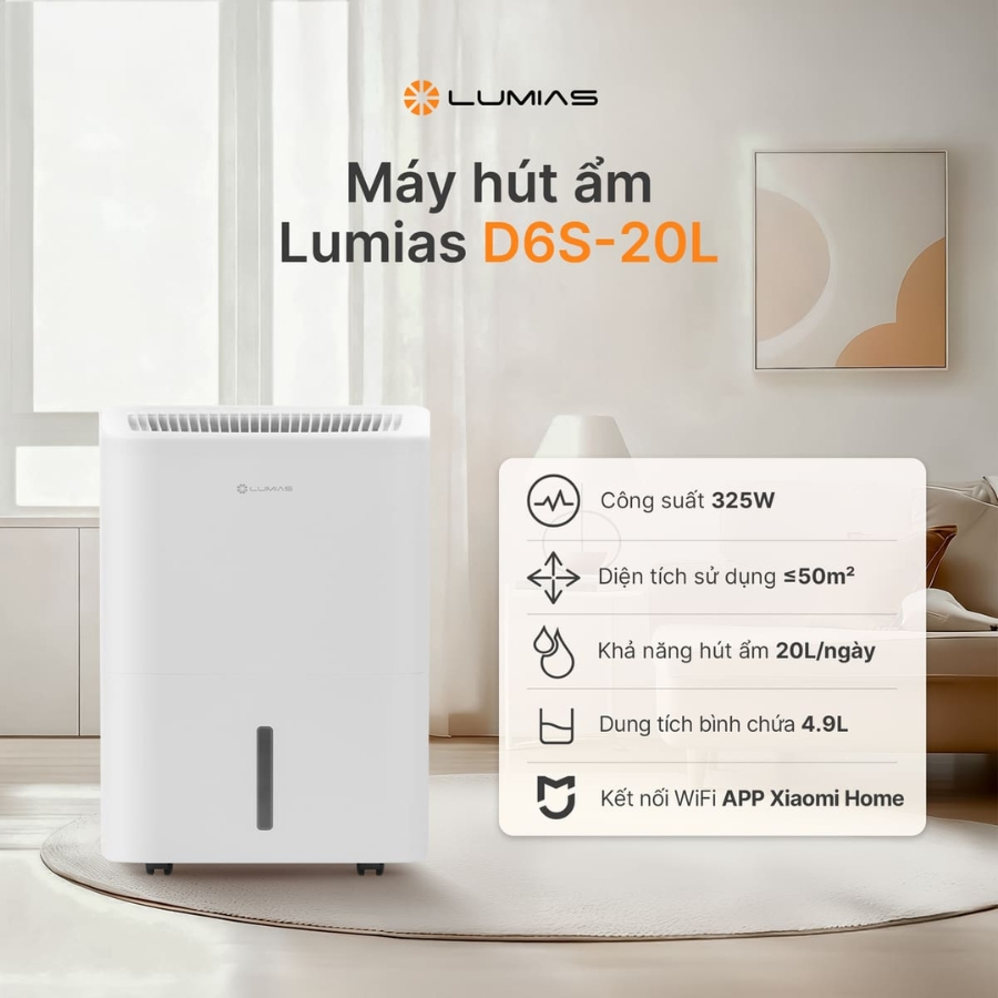 Máy hút ẩm 20L Lumias D6S-20L - 50m²