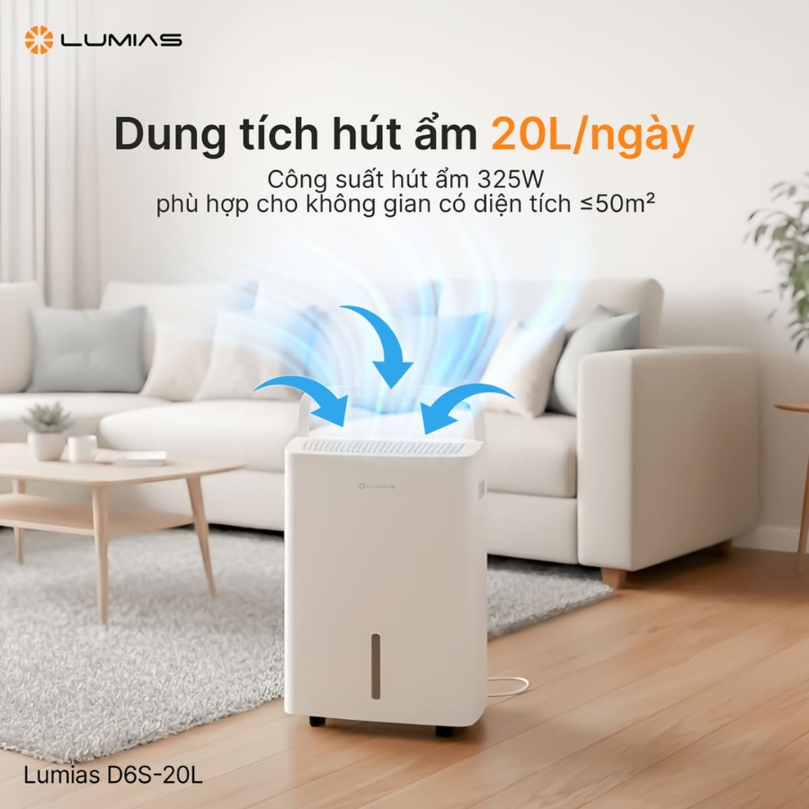 Máy hút ẩm 20L Lumias D6S-20L - 50m²