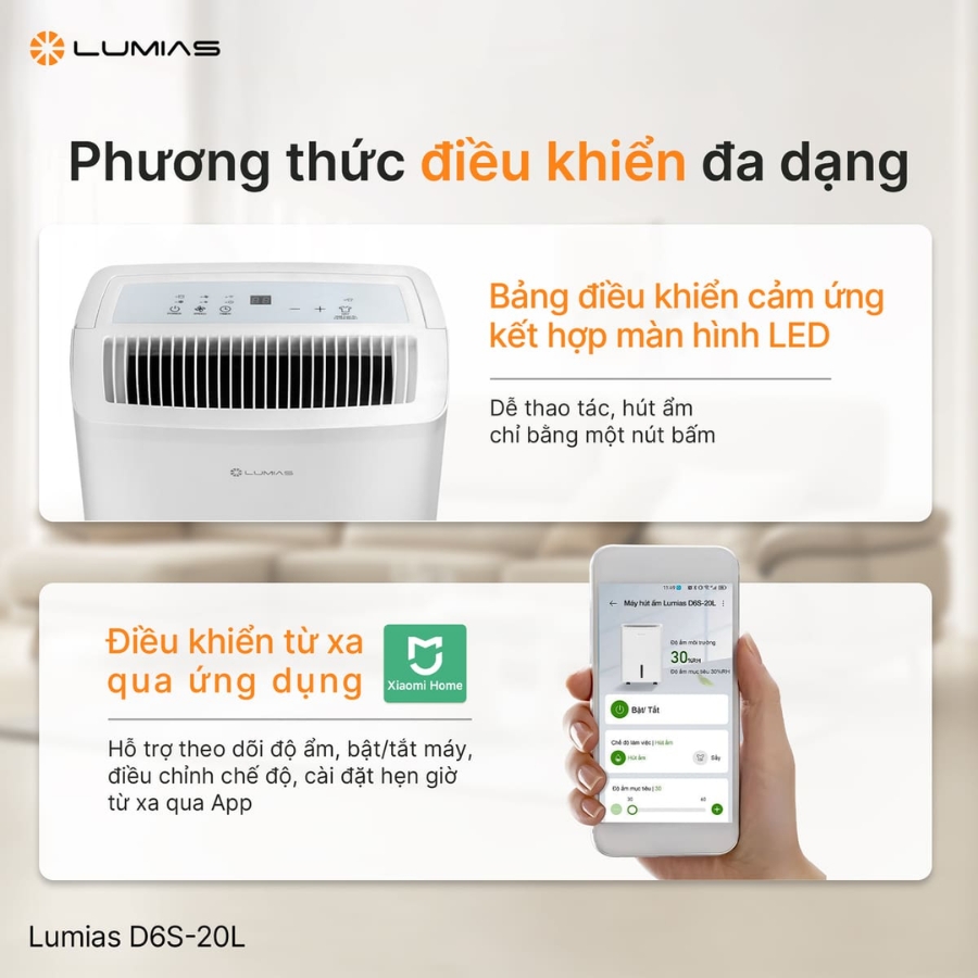 Máy hút ẩm 20L Lumias D6S-20L - 50m²