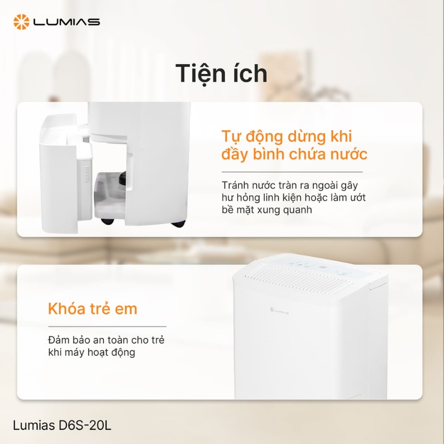 Máy hút ẩm 20L Lumias D6S-20L - 50m²