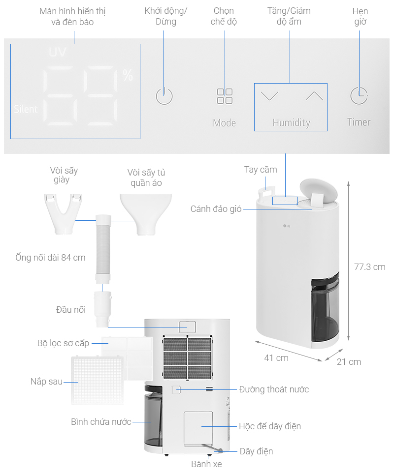 Thiết kế của Máy hút ẩm LG Dual Inverter Mojave 40L DD23GMWE1