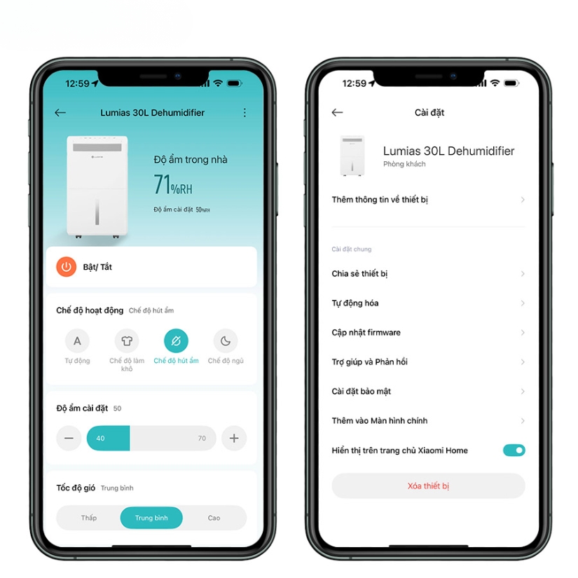 Máy hút ẩm kiêm lọc không khí Lumias D6S-30L Thiết kế tiện lợi, dễ di chuyển