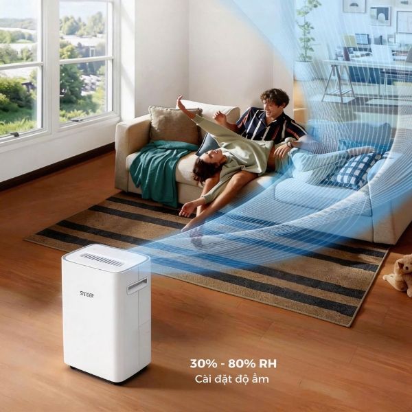 Máy hút ẩm Steiger STG 825DW Công suất hút ẩm (30°C/80%RH): 25L/ngày