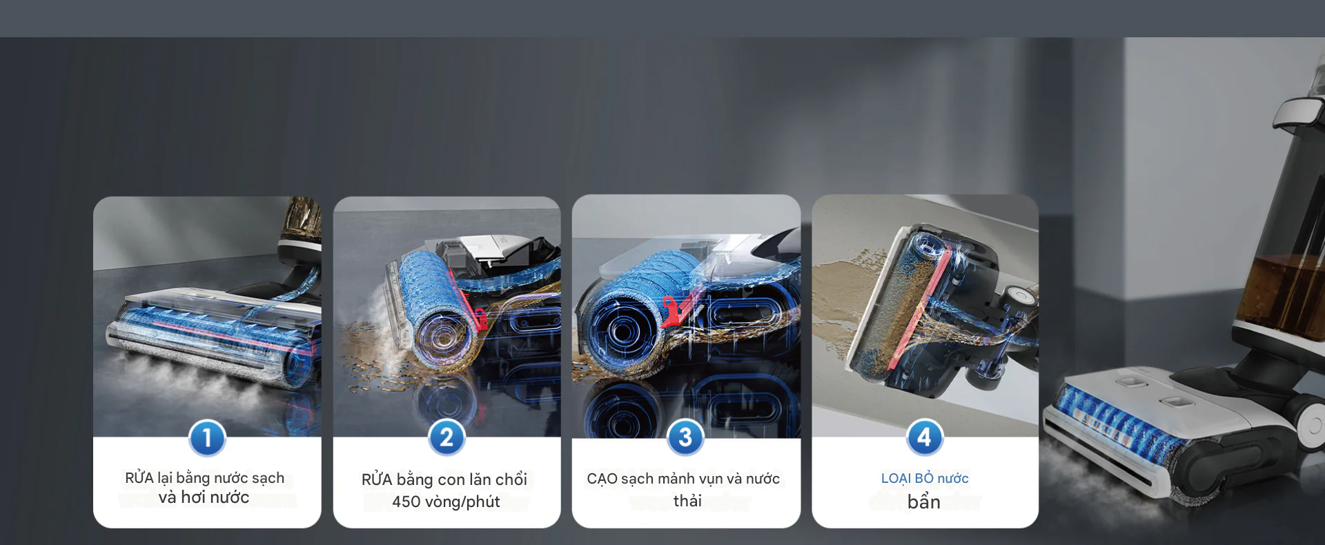 Máy hút bụi lau nhà Tineco S7 Stretch Steam với Chổi lau nhà Constant Clean-Brush với công nghệ MHCBS