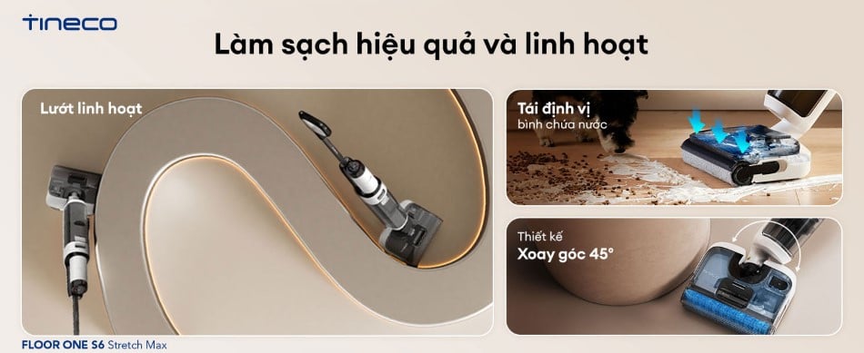 Máy hút bụi lau sàn khô ướt Tineco Floor One S6 Stretch Max