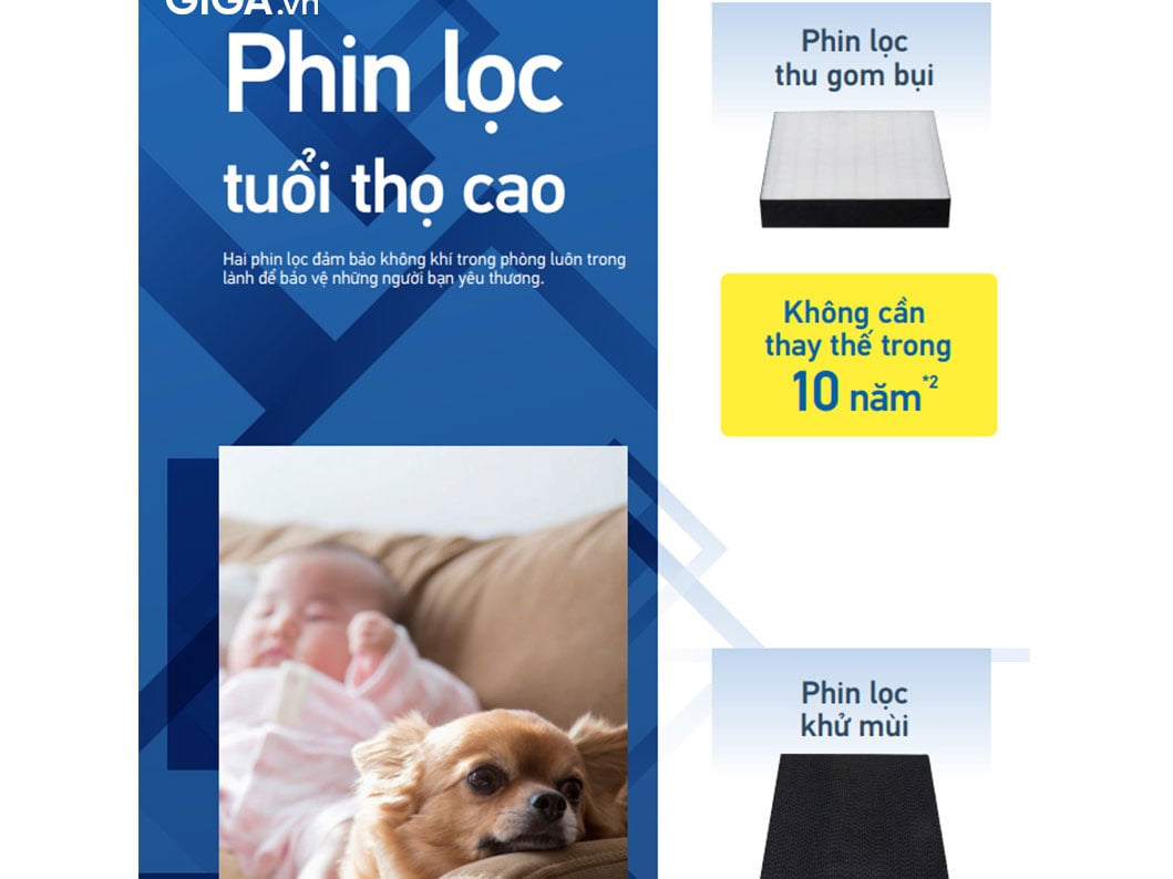 Máy lọc không khí Daikin MCK555AVMV Hệ Thống Lọc 3 Lớp Hiệu Quả