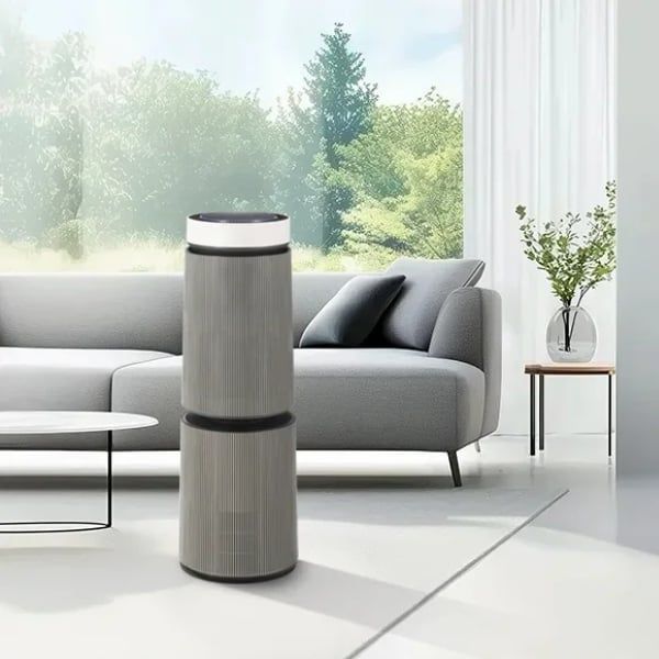 máy lọc không khí LG PuriCare AI Object Collection 360˚.  Chức năng đo tuổi thọ bộ lọc tính toán thời gian thay thế dựa trên mức độ ô nhiễm không khí được phát hiệnchất gây ô nhiễm