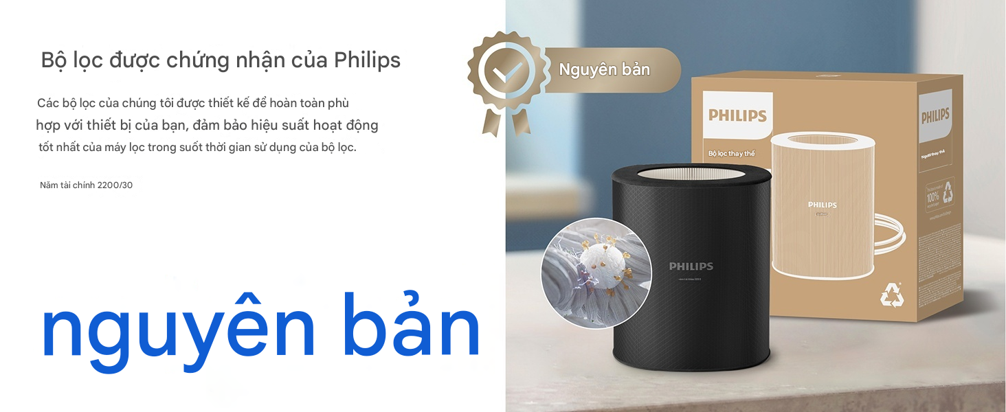 Máy lọc không khí Philips AC2220/10&nbsp;Series 2200 Loại bỏ 99,99% chất gây dị ứng từ bụi, phấn hoa hoặc thú cưng.