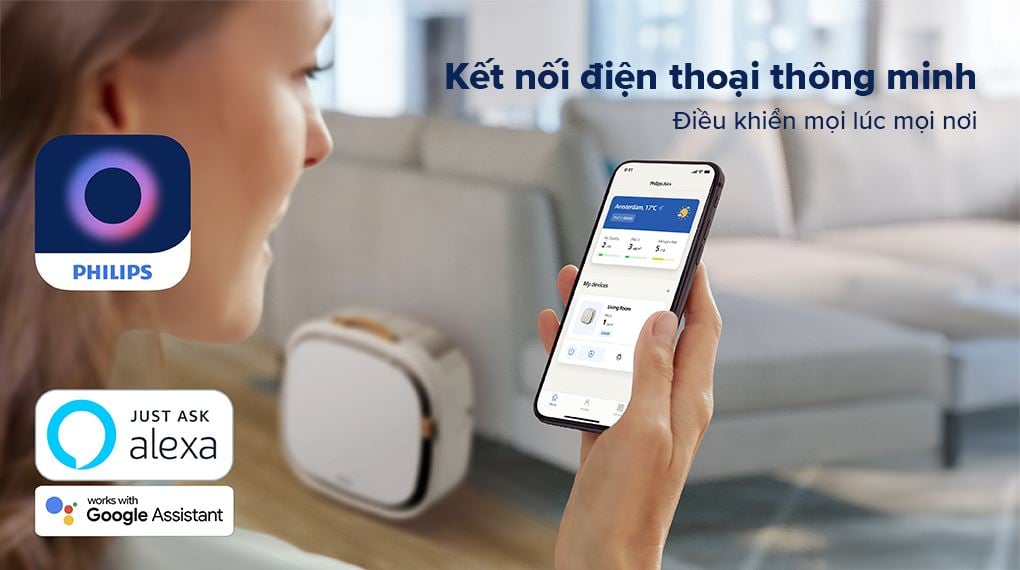 Máy lọc không khí Philips AC3360/11 Điều khiển máy lọc không khí của bạn mọi lúc mọi nơi với ứng dụng Philips Air+