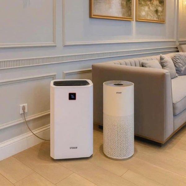 Máy lọc không khí Steiger STG3578/WH HEPA 360° 3 lớp lọc (HEPA H13 + than hoạt tính) – lọc sạch bụi mịn PM2.5