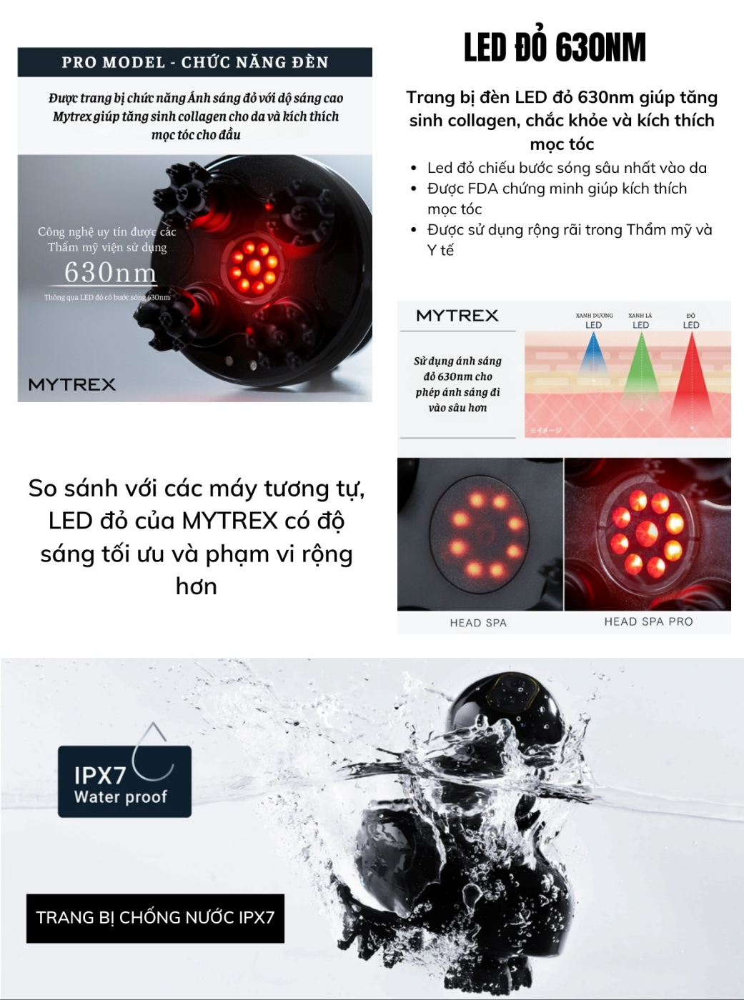 Máy massage đầu Mytrex EMS Head Spa Pro&nbsp;sử dụng công nghệ EMS kết hợp LED đỏ và 6 chế độ massage co giãn giúp thư giãn và hiệu quả cao.