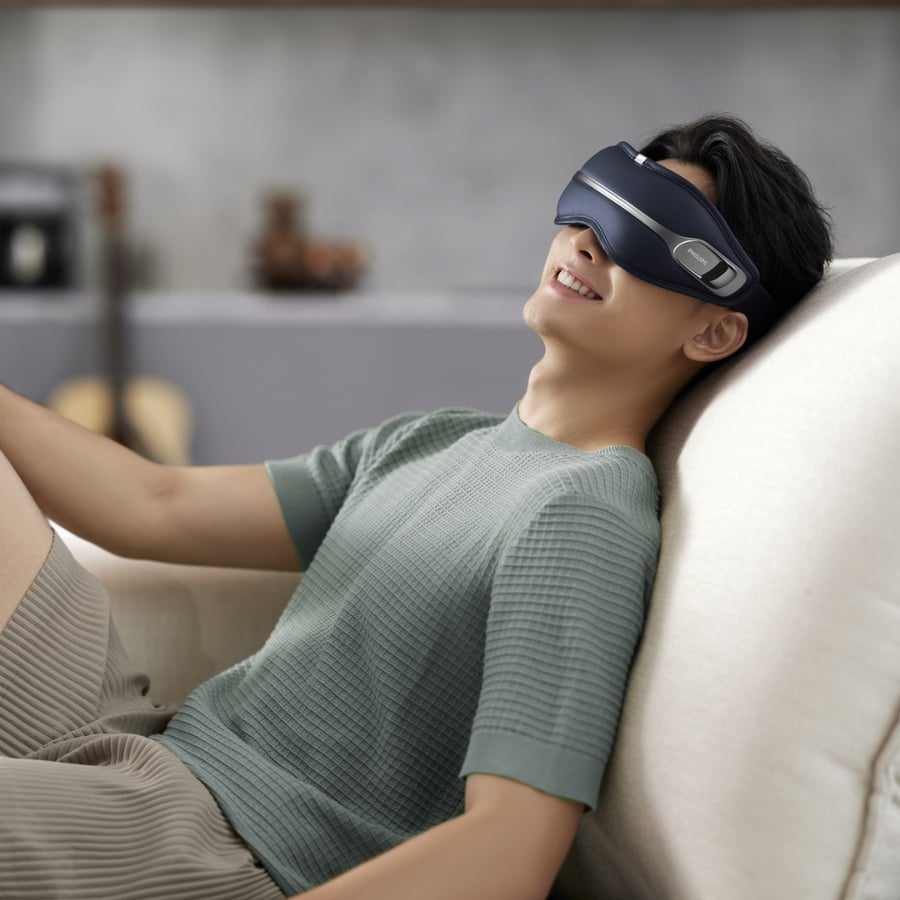 Máy massage mắt Philips PPM2321 - Massage rung VibWave 16 điểm mô phỏng các động tác massage quanh vùng mắt và thái dương